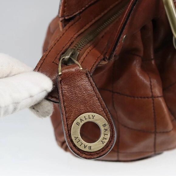 BALLY Hand Bag Leather Brown Authentic - Picture 11 of 14